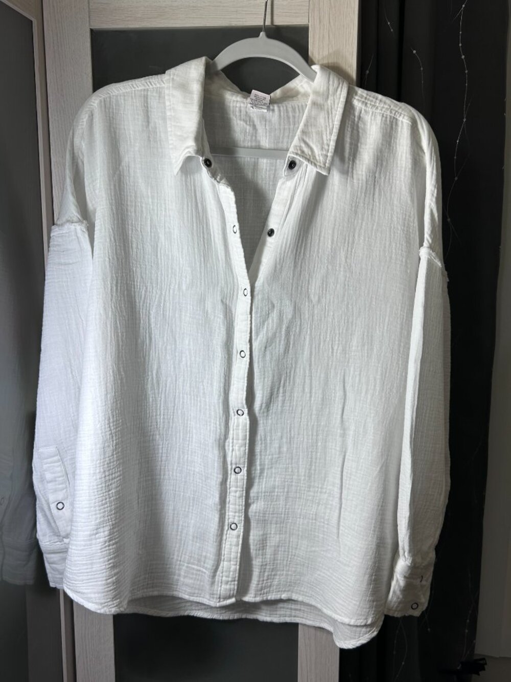 Women's S.O. 100% Cotton Wide-Leg Pant Suit (Size Large) — White - Picture 13 of 16